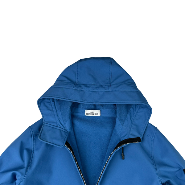 Stone Island 2020 Blue Soft Shell Hooded Jacket - XL