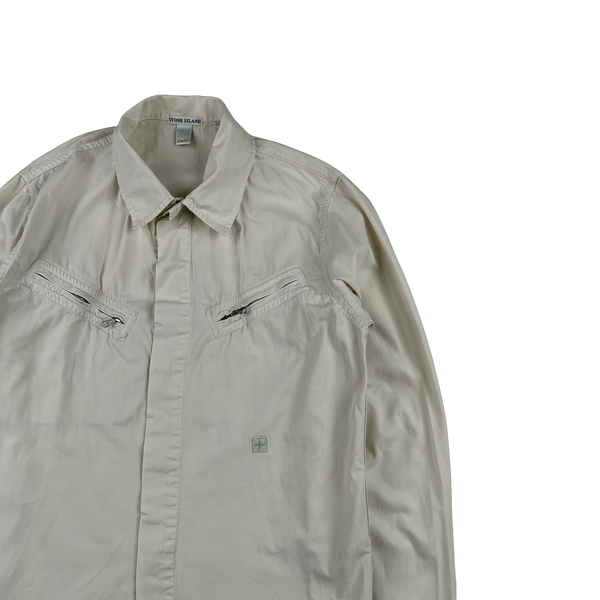 Stone Island 2001 Vintage Cotton Compass Patch Buttoned Shirt - Small