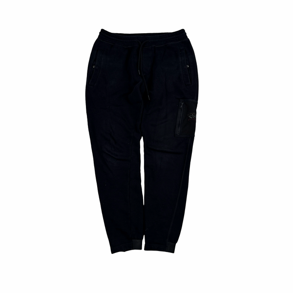 Paul And Shark Black Cotton Netted Pocket Joggers - Medium