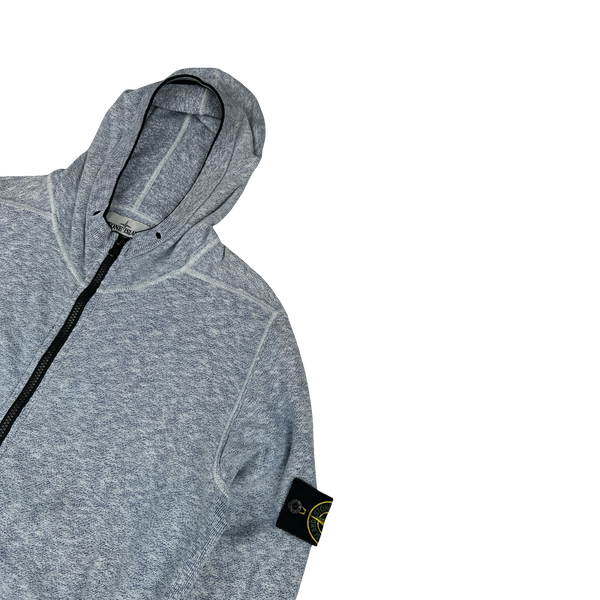 Stone Island 2015 Mottled Blue Marl Zipped Hoodie Cotton Knit - XL