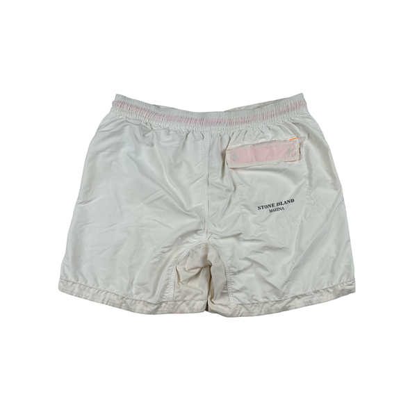 Stone Island 2016 Marina White Neon Pocket Spellout Swim Shorts - Large