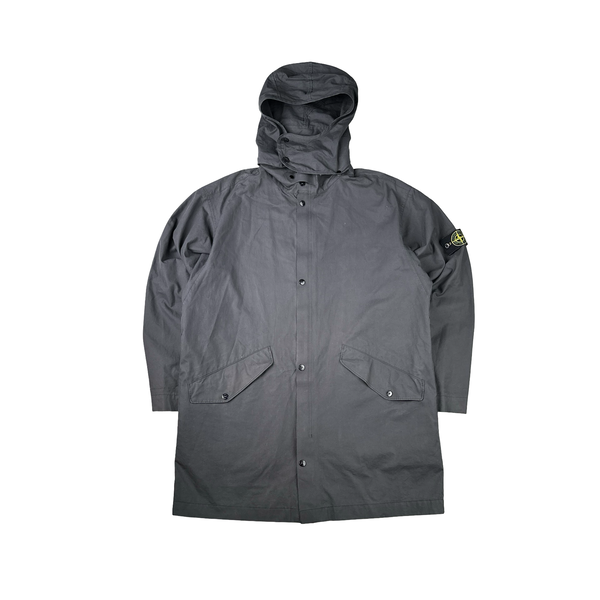 Stone Island 2004 Grey Cotton Long Jacket - Large