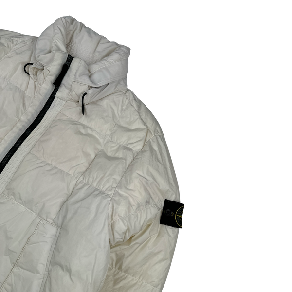 Stone Island White Garment Dyed Crinkle Reps Puffer Jacket - Medium
