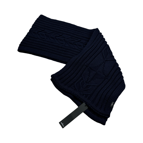 Stone Island 2020 Navy Wool President Knit Patch Scarf