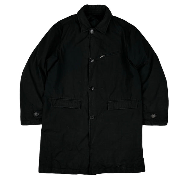 Prada Black Nylon Spellout Tab Padded Reversible Jacket - Large