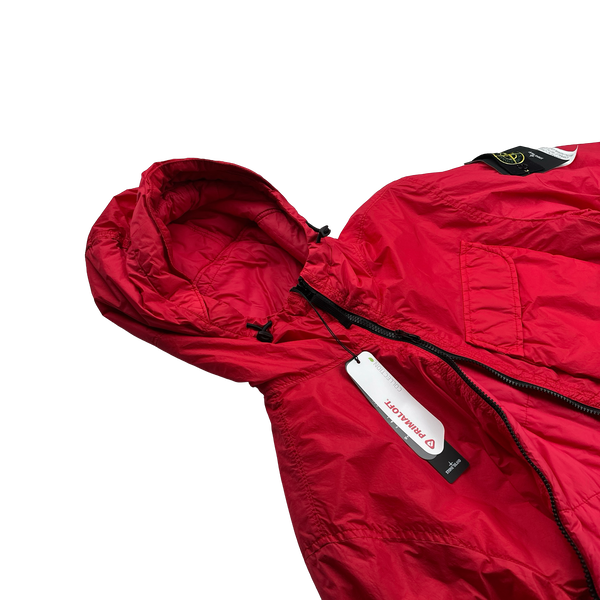 Stone Island 2022 Red Crinkle Primaloft Lined Jacket - Medium