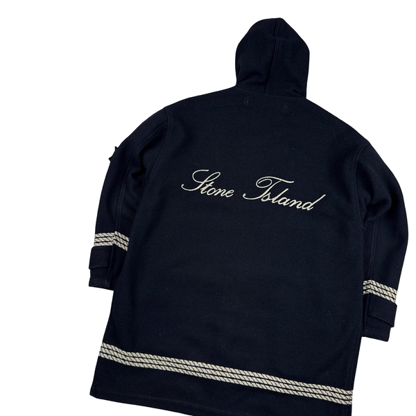 Stone Island 1988 Spellout Black Montgomery Duffle Coat - Large