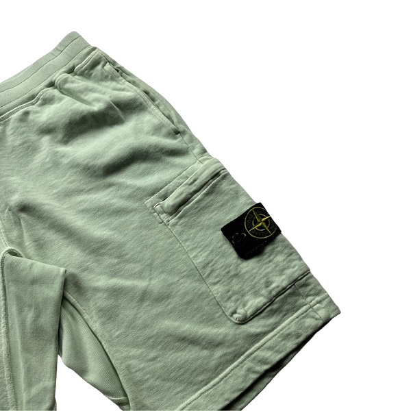Stone Island Mint Green Cotton Crewneck Sweatshirt Short Set - Large