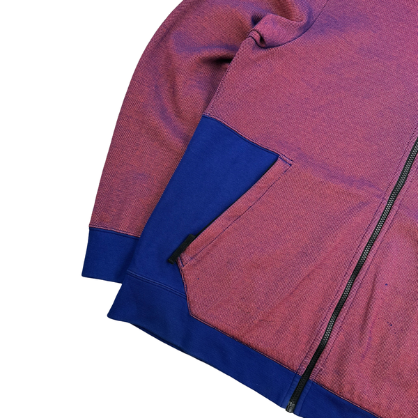 Stone Island 2016 Red Iridescent Ribbed Zip Up Hooded Jumper - XXL