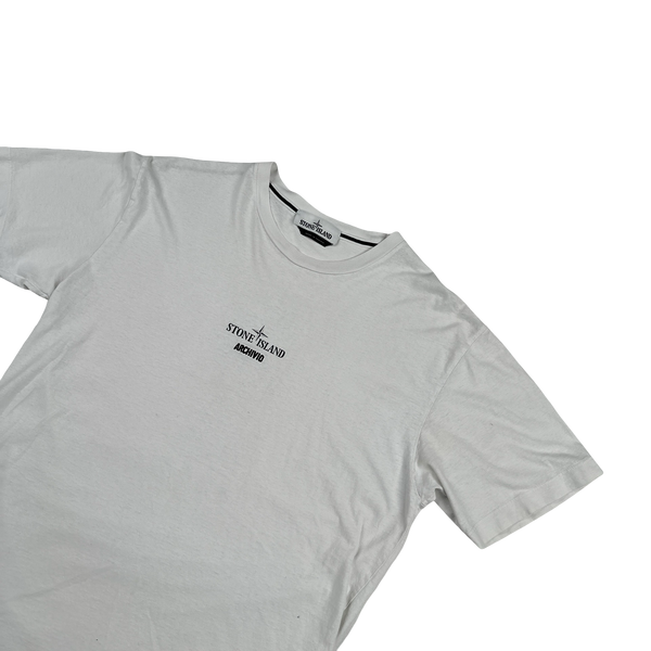 Stone Island 2023 White Archivio Lino Watro Printed T-Shirt - Large