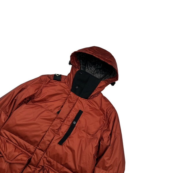 Ma Strum Rust Orange Rip Stop Nylon Quilted Puffer Jacket - Small