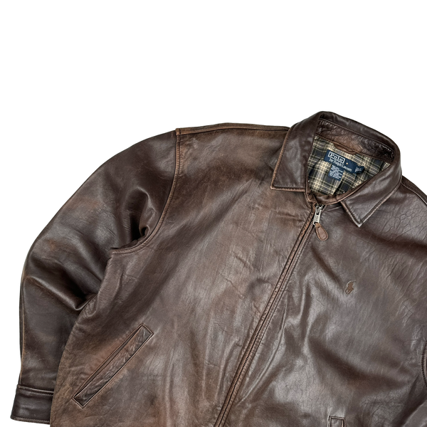 Ralph Lauren Brown Heavyweight Leather Jacket - XL