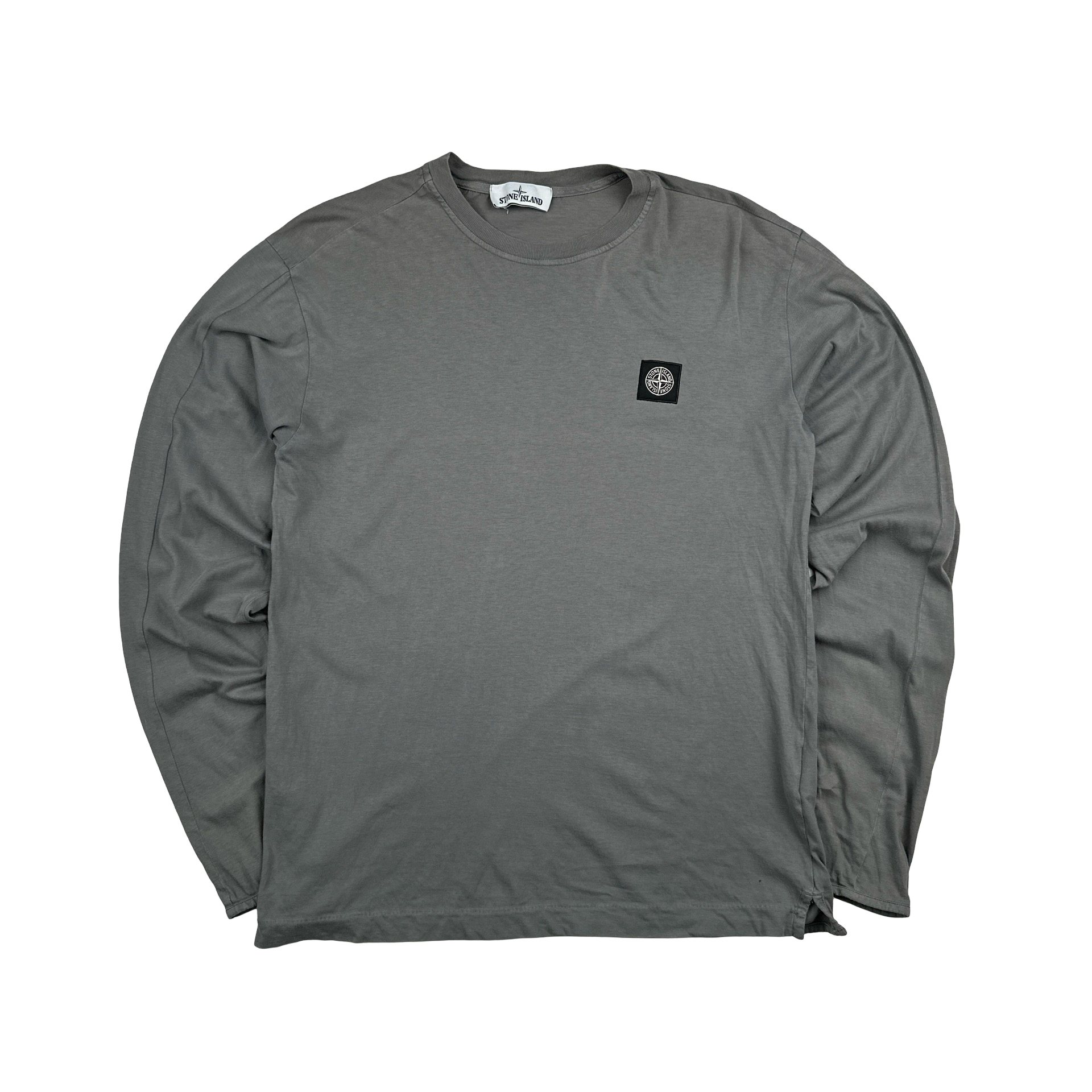 Stone Island Grey Cotton Long Sleeve Top Large