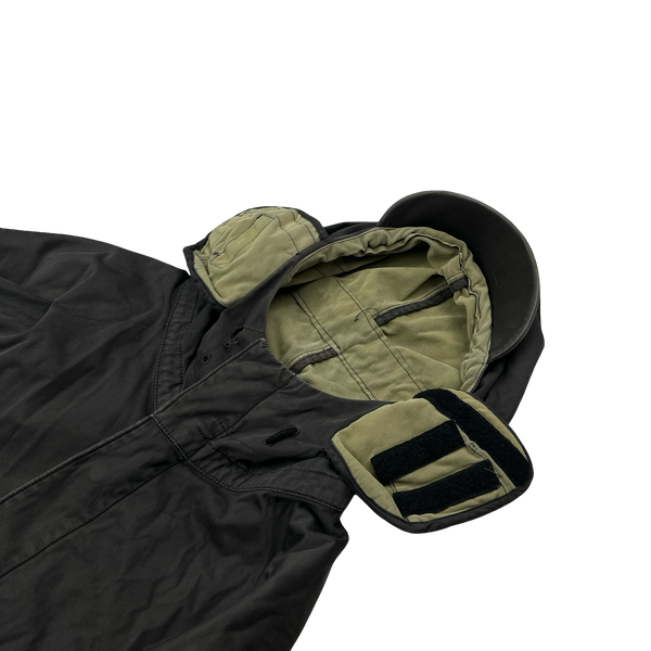 Stone Island 2004 Dark Grey Raso Floccato Riot Mask Sniper Jacket - Large