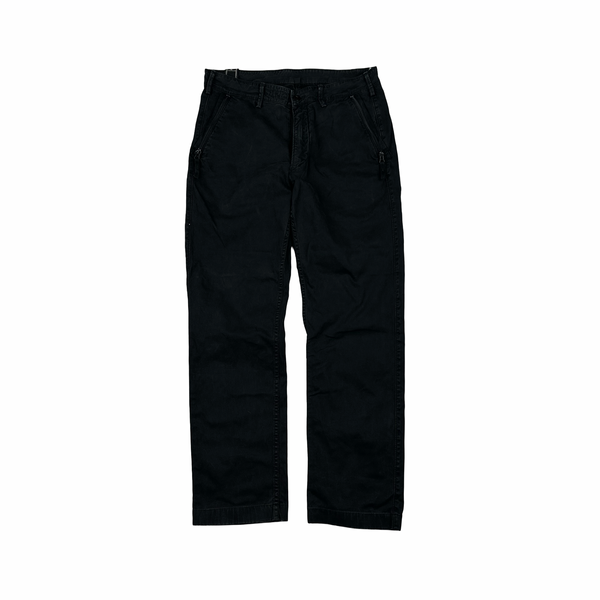 Stone Island Black Straight Fit Belt Badge Trousers - Medium