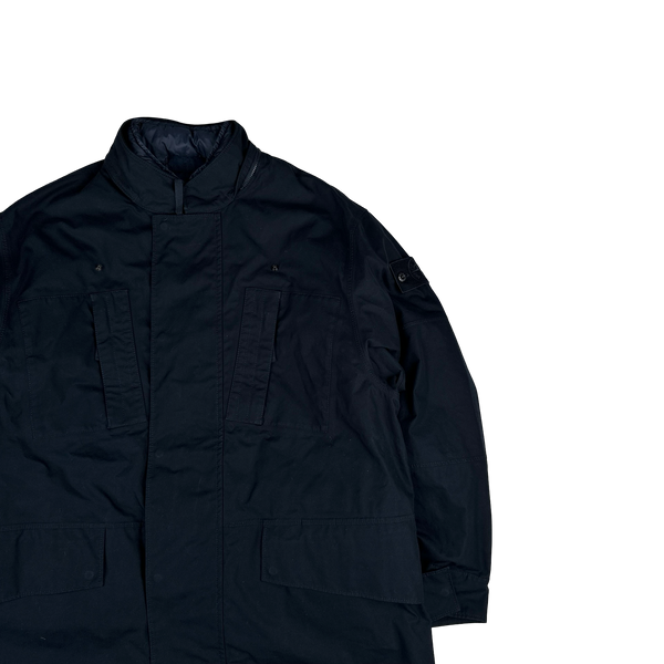 Stone Island 2023 Navy O-Ventile Ghost Piece Dual Layer Long Jacket - Medium