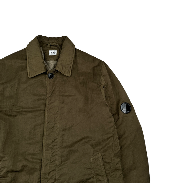 CP Company Khaki Nylon B Shimmer Lens Viewer Collared Jacket - Large