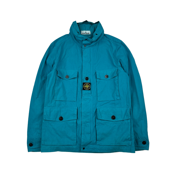 Stone Island 2020 Blue Cotton Cordura Centre Badge Field Jacket - Medium