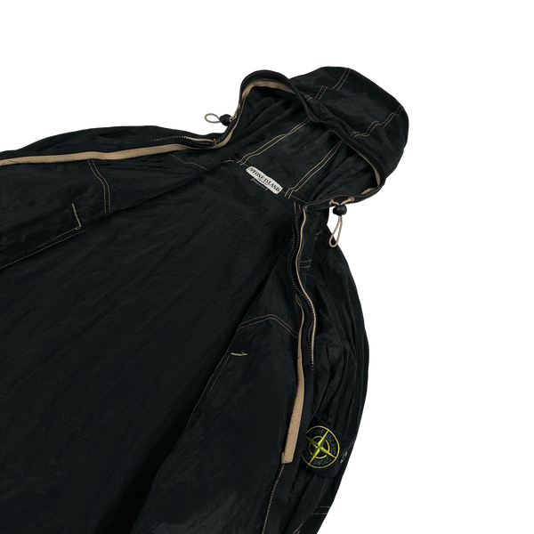 Stone Island 2004 Navy Contrast Stitching Nylon Metal Hooded Jacket - Medium