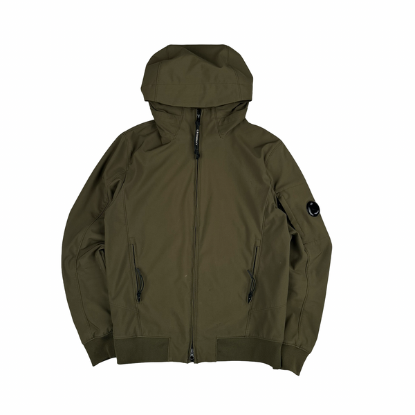 CP Company Khaki Fleece Lined Soft Shell Lens Jacket - Small