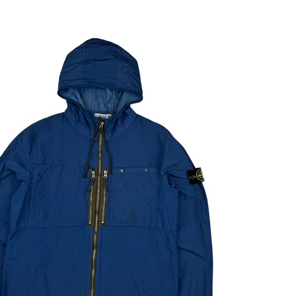 Stone Island 2010 Blue Resin Treated Nylon Jacket - Large