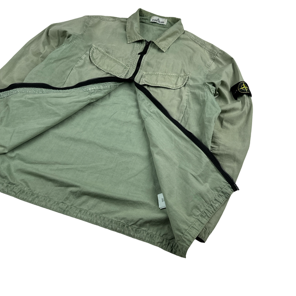 Stone Island 2022 Green Brushed Cotton Zipped Overshirt - XL