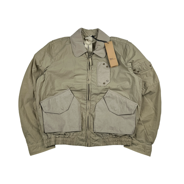 Ten C Beige Multi Pocket Mid Layer Zipped Overshirt Jacket - Medium