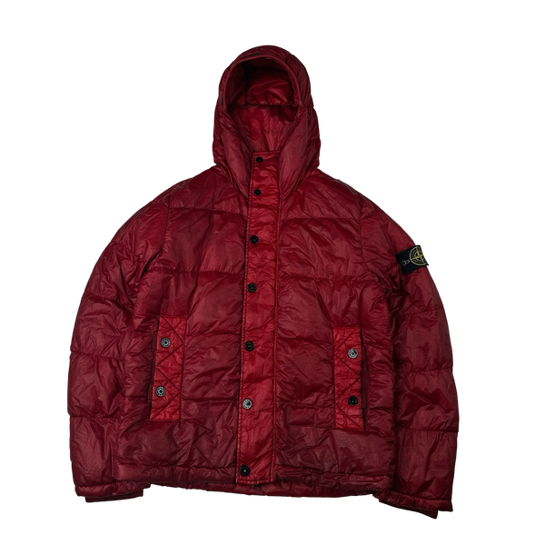 Stone Island 2011 Red Garment Dyed Down Filled Puffer Jacket - Large