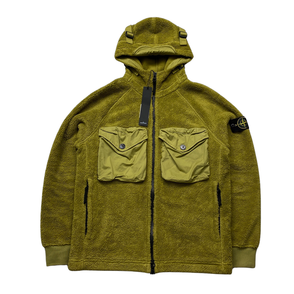 Stone Island 2021 Green Teddy Fleece Zipped Jacket - Small