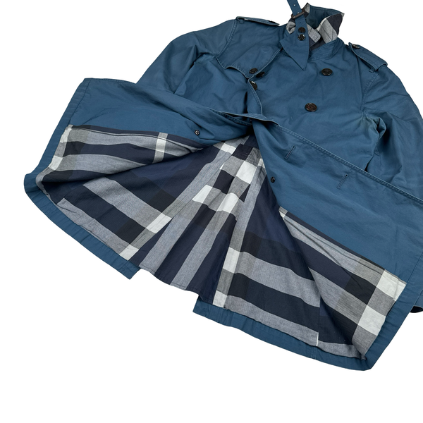 Burberry Brit Navy Nova Check Lined Trench Coat - Medium
