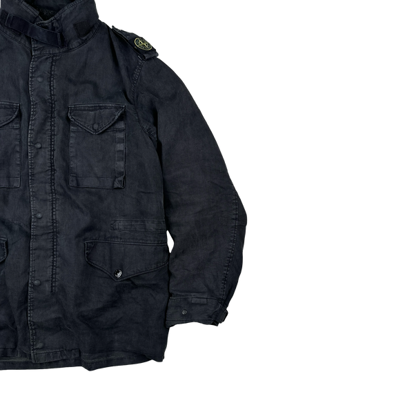 Stone Island 2012 Navy Lino Flax Multi Pocket Lined Zipped Jacket - Large