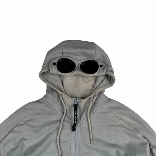 CP Company Grey Cotton Goggle Hoodie - Medium