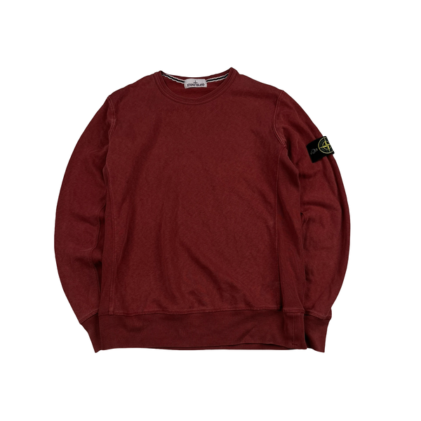 Stone Island 2015 Washed Red Cotton Pullover Jumper - Large