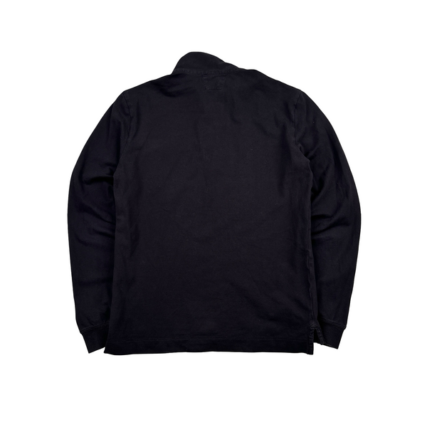 CP Company Cotton Quarter Zip Spellout Navy Jumper - Small