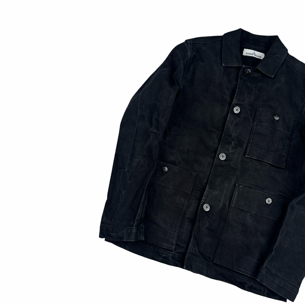 Stone Island 2015 Black Denim Buttoned Jacket - Small