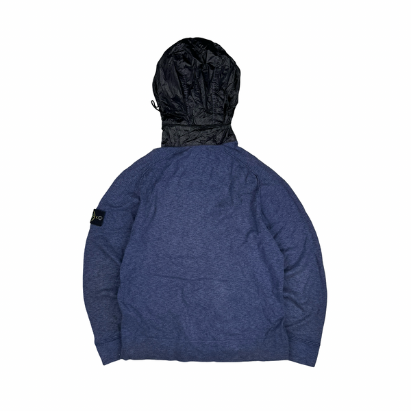 Stone Island 2014 Blue Zipped Knit Mussola Hood Jumper - XL