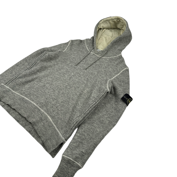 Stone Island 2007 Grey Wool Pullover Hoodie - Small