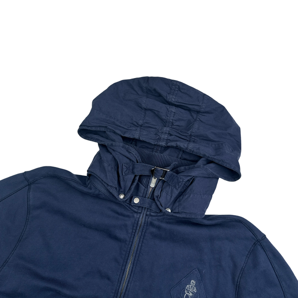 CP Company Navy Spellout Buckle Removable Hood Zip Up Hoodie - 3XL