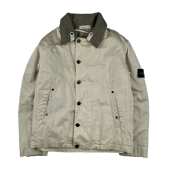 Stone Island 2005 Vintage Cream Duel Layer Raso Jacket - Large