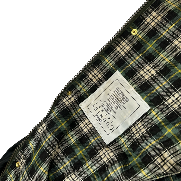 St Michael Dark Green Cotton Flannel Lined Wax Country Field Jacket - Medium