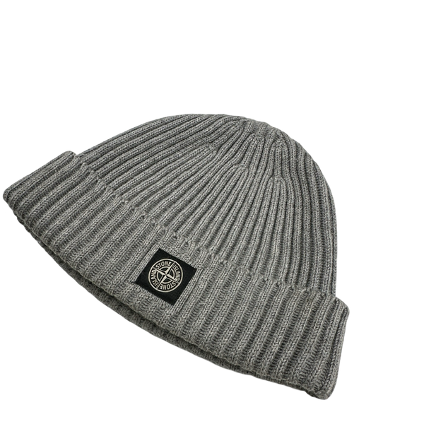 Stone Island 2013 Junior Grey Ribbed Logo Patch Beanie