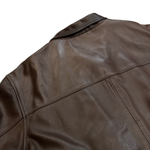 Ralph Lauren Brown Heavyweight Leather Jacket - XL
