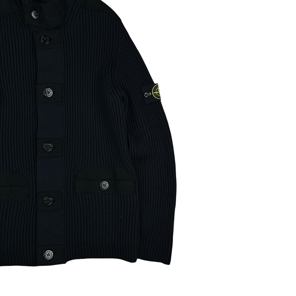 Stone Island 2010 Heavyweight Navy Wool Buttoned Jumper - XL