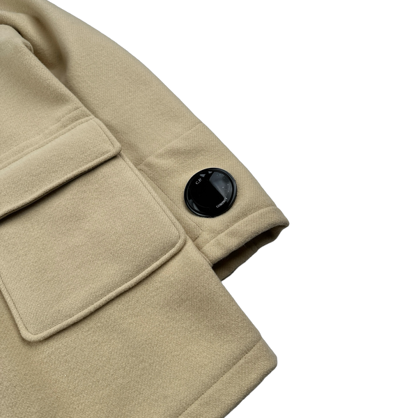 CP Company Tan Wool Spellout Watch Viewer Duffle Jacket - Medium, Large, XL