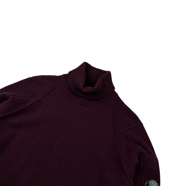 CP Company Wine Thick Wool Roll Neck Knit - Medium