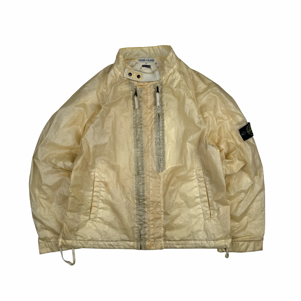 Stone Island 2001 Beige Micro Felt Transparent Laminated Web Jacket - Large