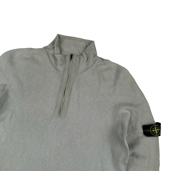 Stone Island Grey Knitted Cotton Pullover Jumper - Large