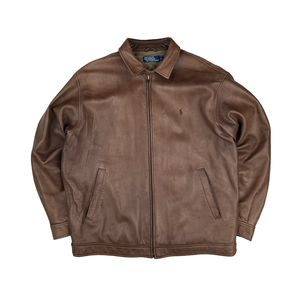 Ralph Lauren Brown Heavyweight Leather Jacket - Large