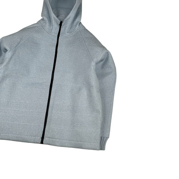 Stone Island 2025 Marina Baby Blue Wool Woven Knit Zipped Jacket - Large
