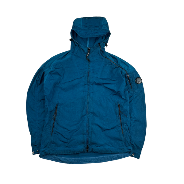 CP Company Blue Chrome Nylon Zipped Hooded Jacket - XL